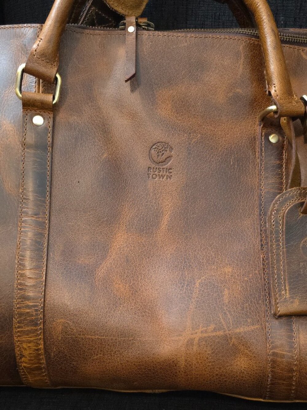 Rustic Town Nando Adventure Brown Leather Travel Duffle Bag - Picture 6 of 12